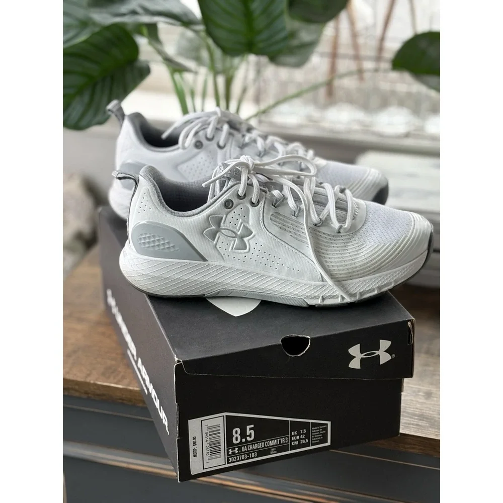 Under Armour Charged Commit TR 3 White Mod Grey 8.5
